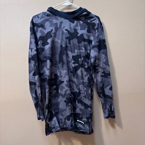 Columbia Camouflage Long Sleeve Hooded Tunic Top Gray and Black Size M